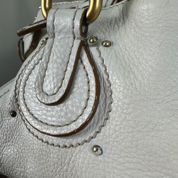 Chloe Paddington White Leather Satchel Bag Vintage Authentic - Picture 9 of 16